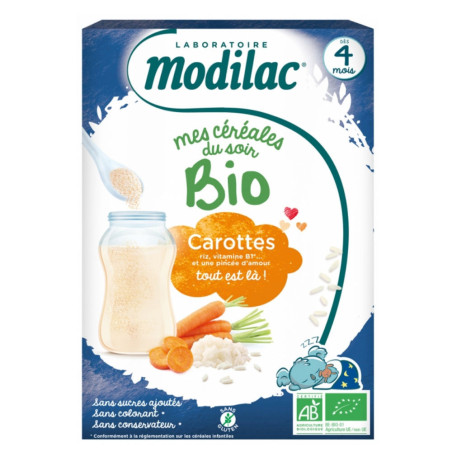 Modilac Mes Céréales du Soir Bio Dès 4 Mois Carottes 250 g