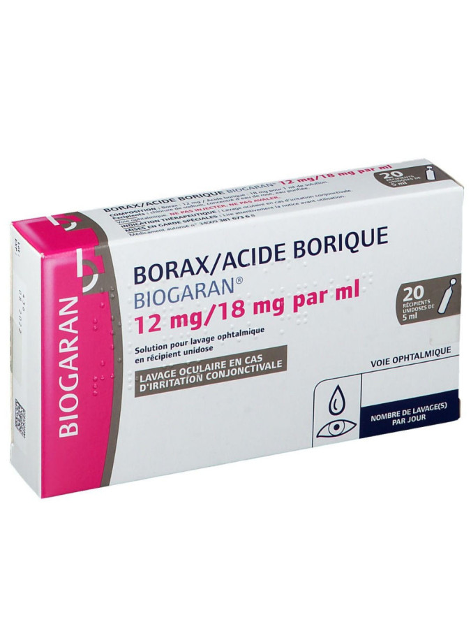 Biogaran Borax / acide borique solution ophtalmique 20 unidoses