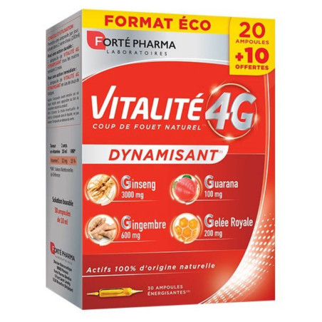 Forté Pharma Vitalité 4G Dynamisant 20 ampoules + 10 offertes