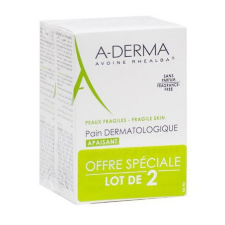 ADerma Les Indispensables Pain Dermatologique Apaisant Lot de 2 x 100g