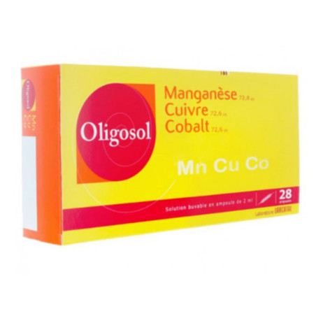 Oligosol manganèse cuivre cobalt 28 ampoules