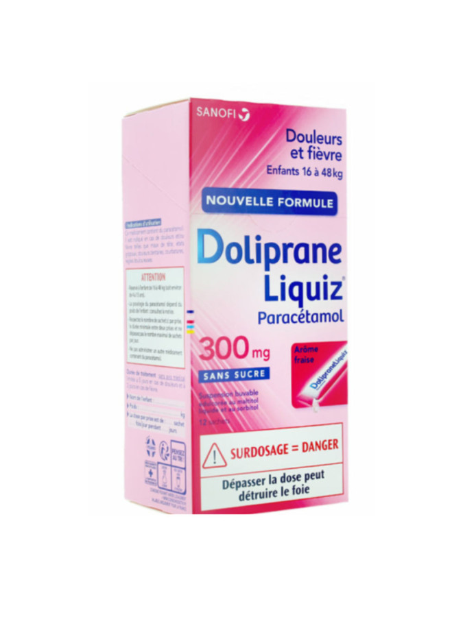 Doliprane Liquiz 300mg sans sucre suspension buvable 12 sachets