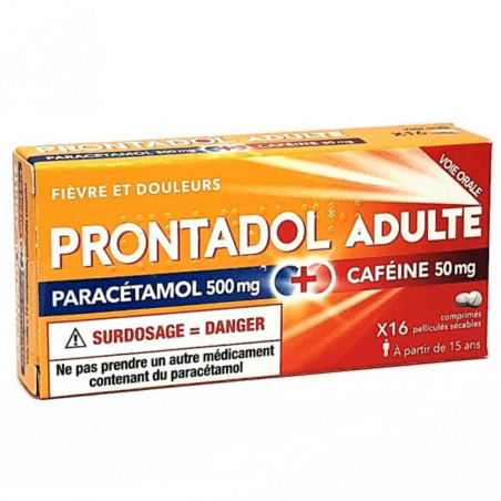 Ipsen Prontadol adulte Paracétamol 500 mg caféine 50 mg 16 comprimés