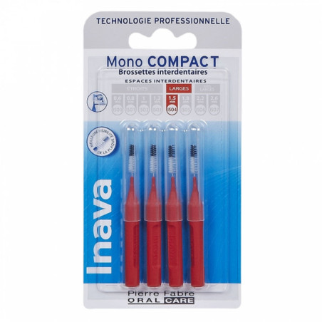 Inava Brossettes 1.5mm Mono Compact Espaces Larges Rouge 4 unités