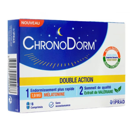Iprad Chronodorm double action Mélatonine 1,9mg 15 comprimés